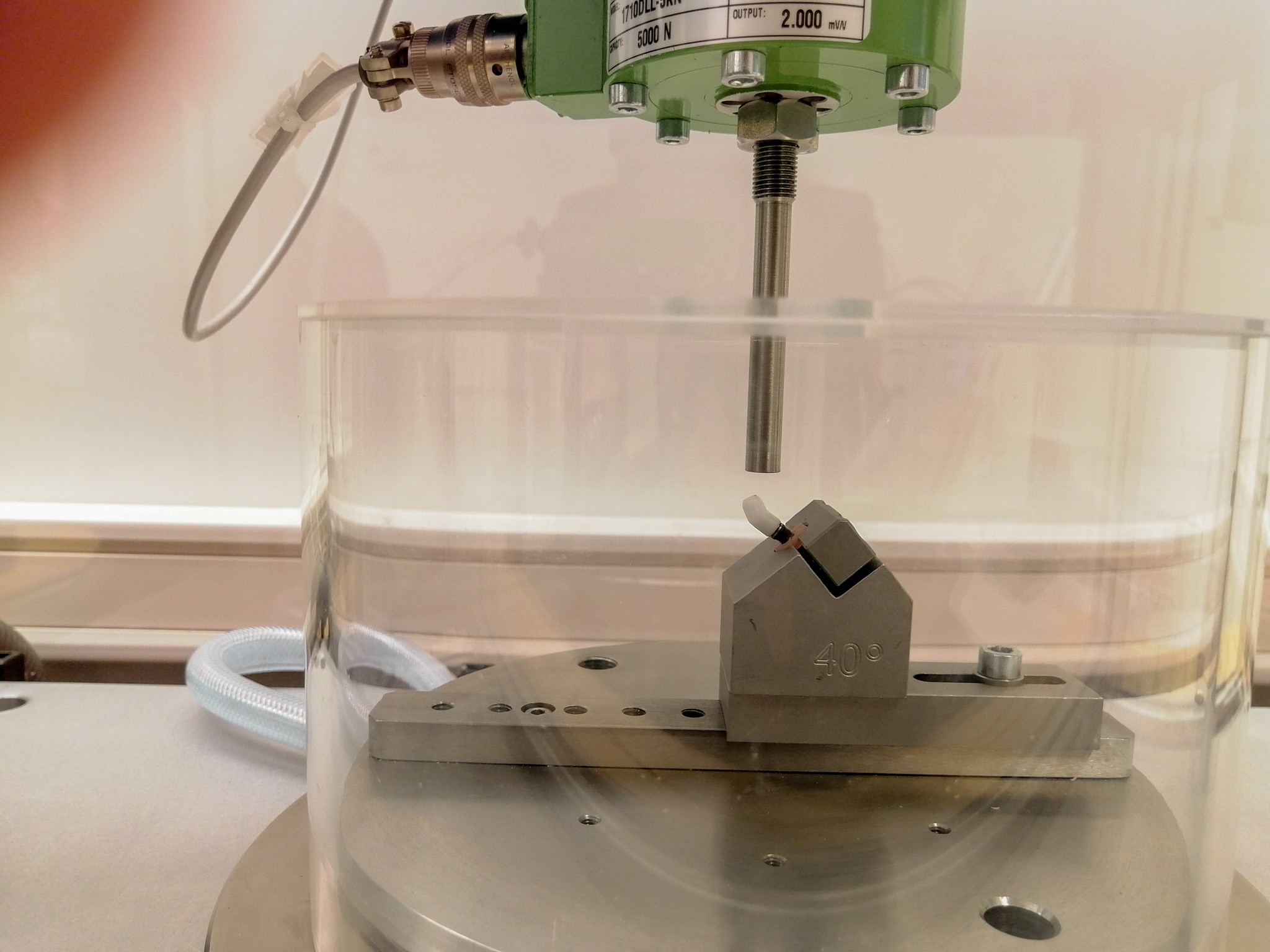 Static test of the Dynamic Tibase® to measure the resistance of the implant assembly Static test of the Dynamic Tibase® to measure the resistance of the implant assembly